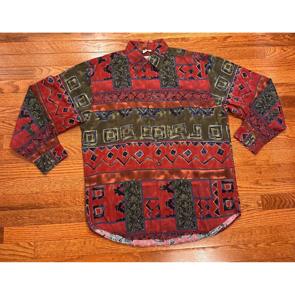 The Territory Ahead Button Down Shirt Mens Large‎ Aztec Southwestern Geometric